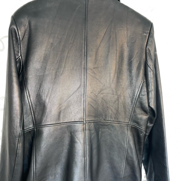 Black genuine leather long jacket. Fully lined. - Picture 3 of 13